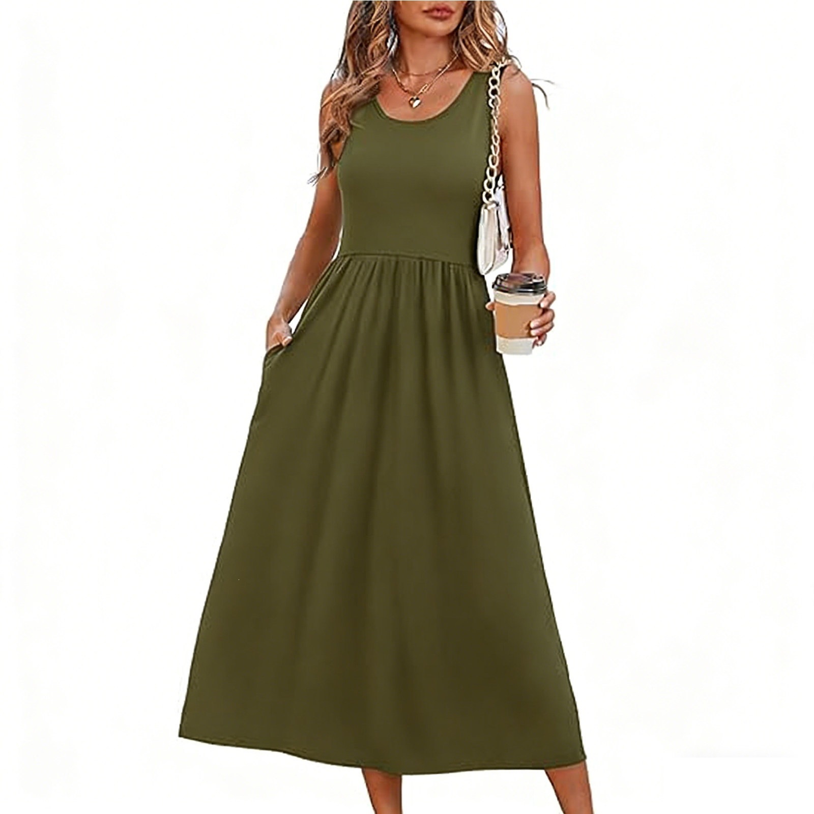 Robe longue décontractée sans manches pour femme – Image 9