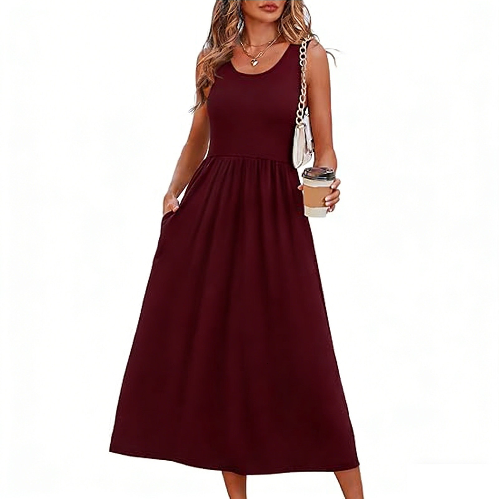 Robe longue décontractée sans manches pour femme – Image 8