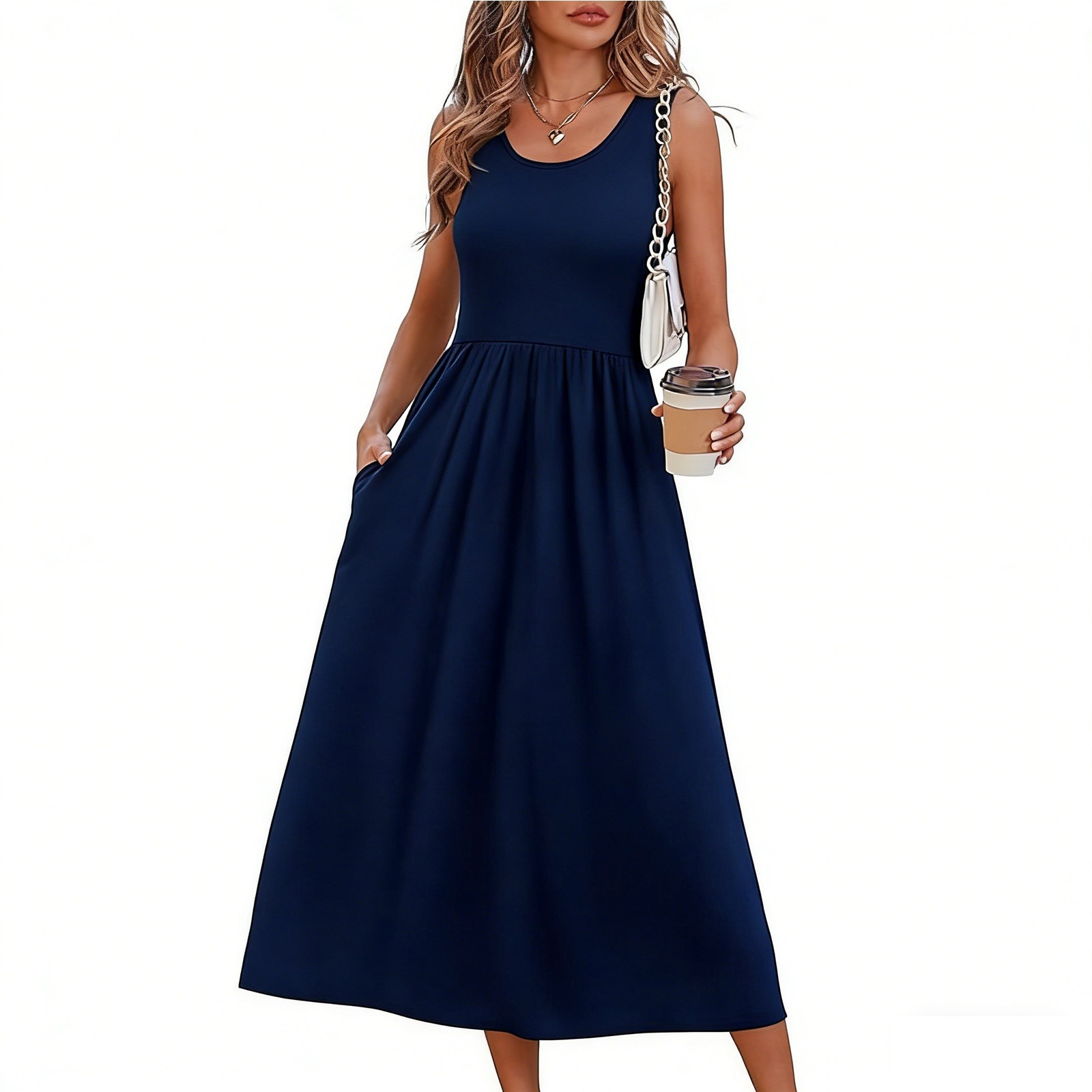 Robe longue décontractée sans manches pour femme – Image 5