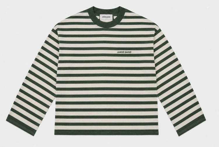 Pull à rayures et col rond en coton – Image 2