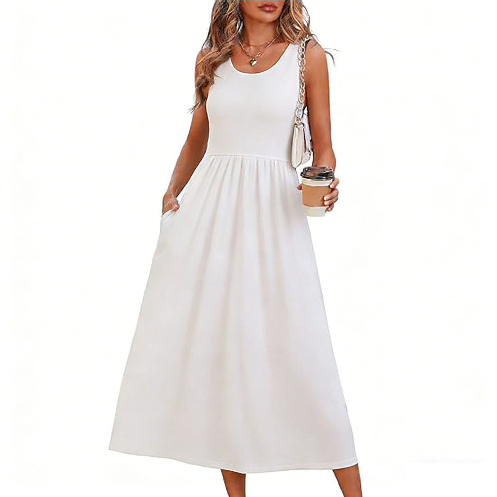 Robe longue décontractée sans manches pour femme – Image 7