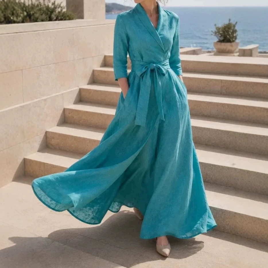 Robe à lacets pour femme, cintrée à la taille
