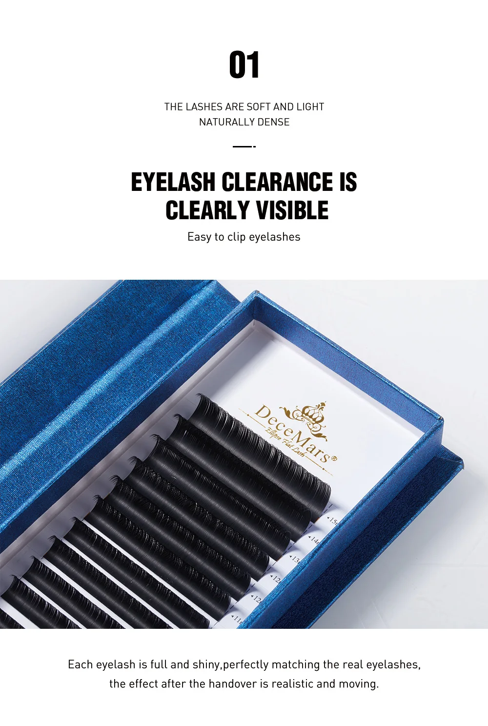 DeceMars Ellipse Extension de cils plats pointes souples vison individuel léger – Image 13