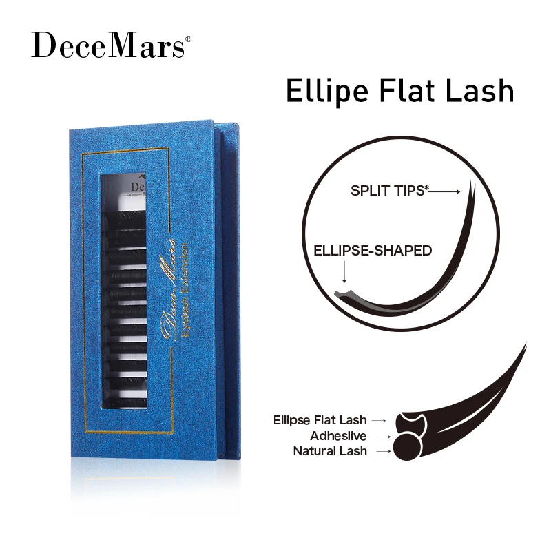 DeceMars Ellipse Extension de cils plats pointes souples vison individuel léger