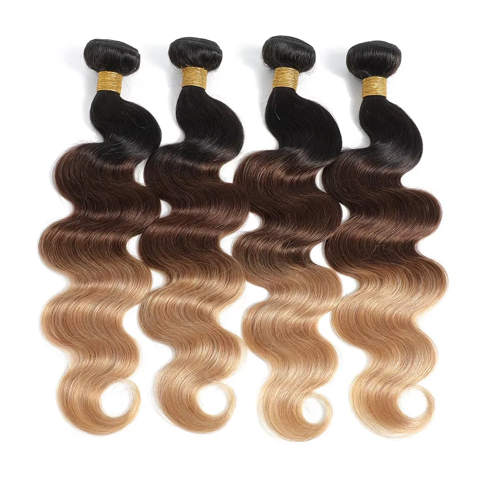 Mèches de cheveux humains ondulés couleur ombrée avec closure, 100% cheveux vierges non traités, couleur 1b/27, extensions de cheveux humains. – Image 19
