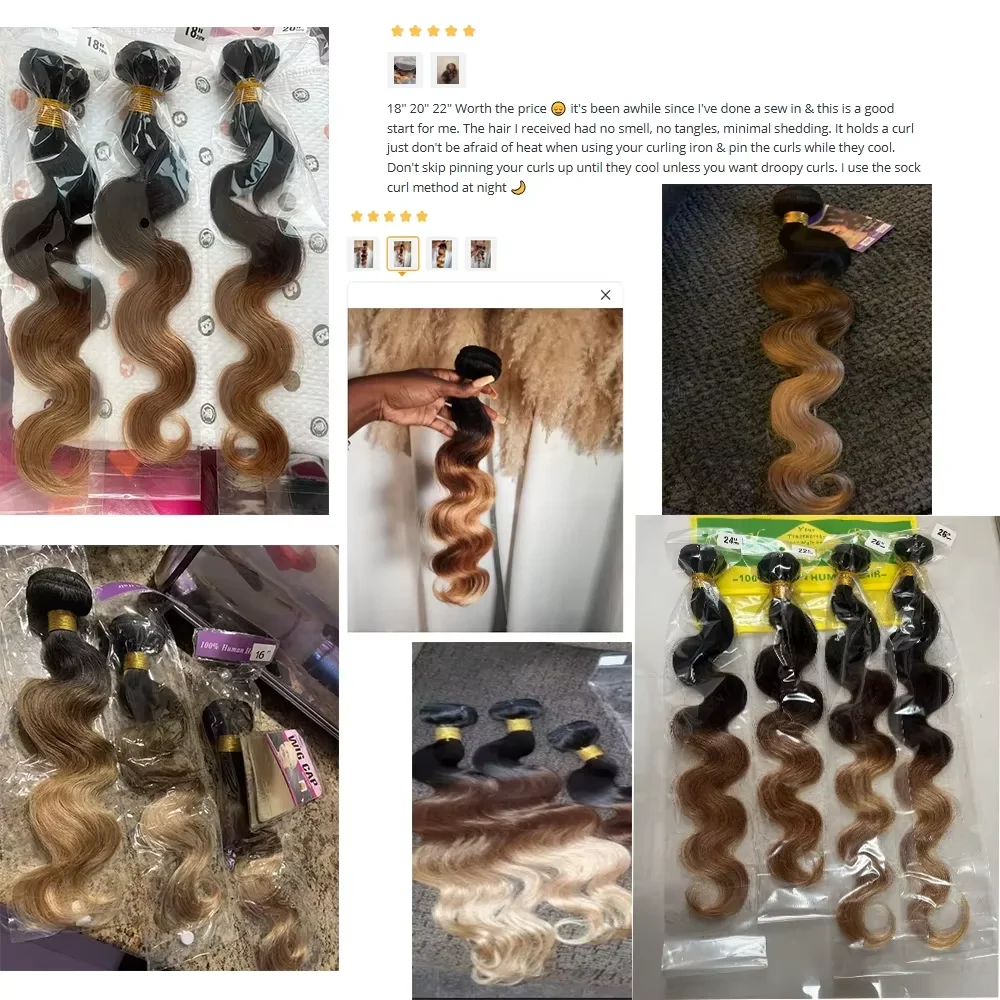 Mèches de cheveux humains ondulés couleur ombrée avec closure, 100% cheveux vierges non traités, couleur 1b/27, extensions de cheveux humains. – Image 26
