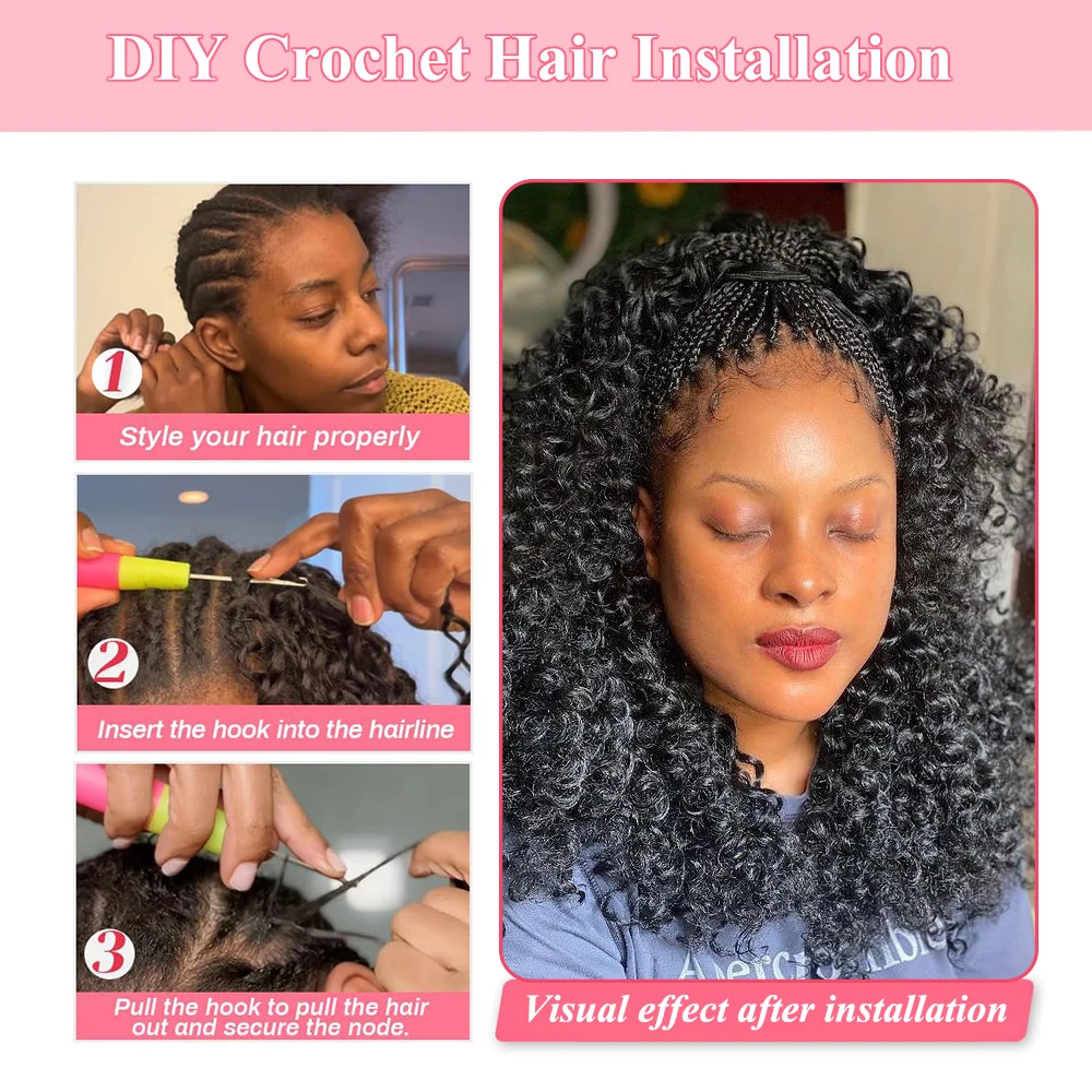 Extensions de cheveux humains 100% naturels Mureen Water Wave Miracle Knots Crochet, pré-séparées, sans nœuds, effet plume, pour tresses. – Image 4