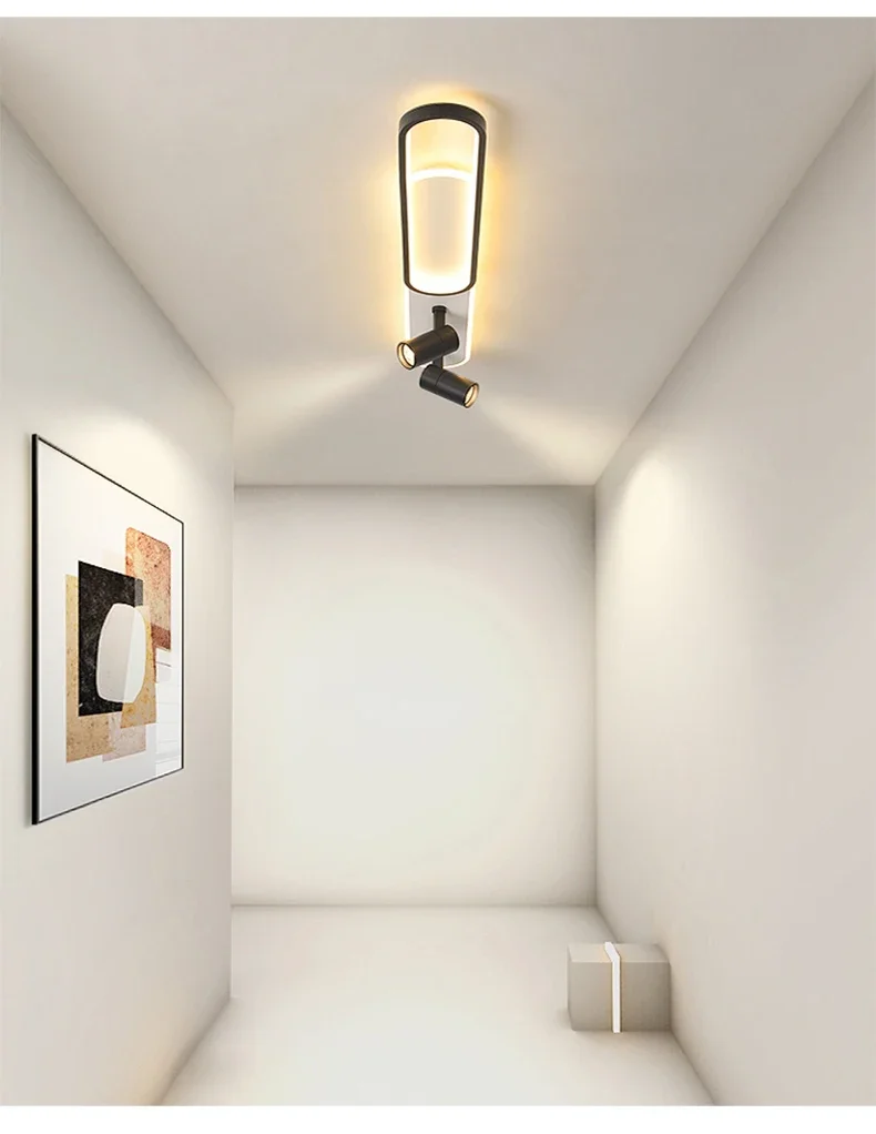 Plafonnier LED minimaliste longue bande salle à manger rail projecteurs chambre Hall couloir lampes pour l'éclairage du hall – Image 22