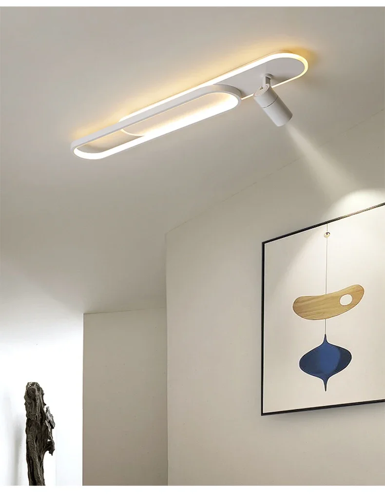 Plafonnier LED minimaliste longue bande salle à manger rail projecteurs chambre Hall couloir lampes pour l'éclairage du hall – Image 23