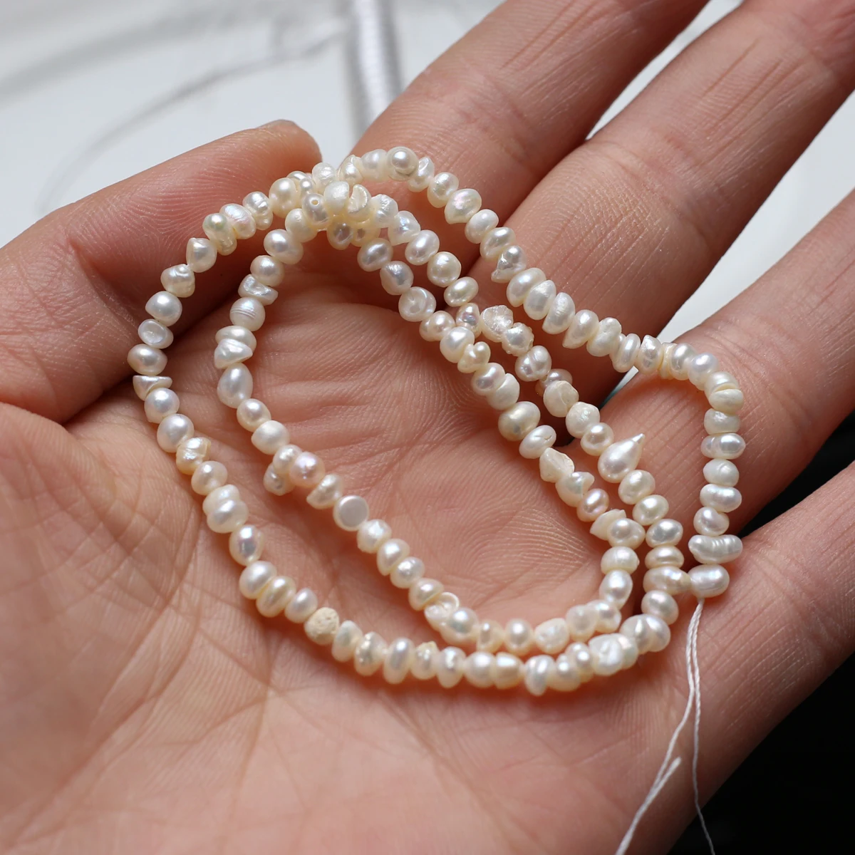 Perles d'eau douce naturelles de forme irrégulière de 3-4mm, perles amples pour la fabrication de bijoux, fournitures de bricolage pour femmes, accessoires de Bracelet et de collier – Image 6