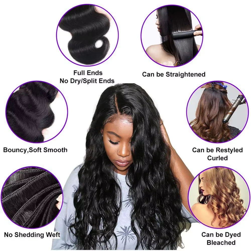 Mèches de cheveux humains ondulés couleur ombrée avec closure, 100% cheveux vierges non traités, couleur 1b/27, extensions de cheveux humains. – Image 38