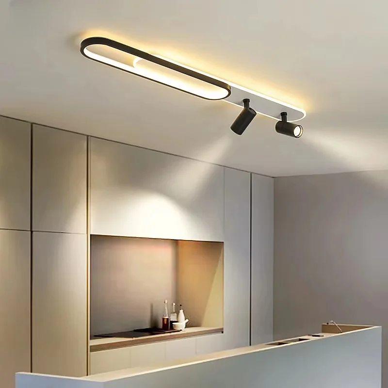 Plafonnier LED minimaliste longue bande salle à manger rail projecteurs chambre Hall couloir lampes pour l'éclairage du hall
