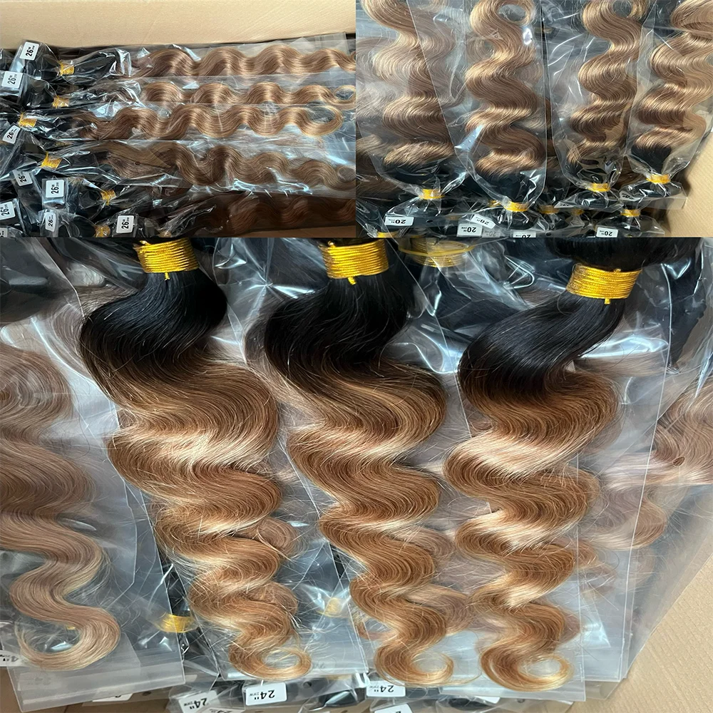 Mèches de cheveux humains ondulés couleur ombrée avec closure, 100% cheveux vierges non traités, couleur 1b/27, extensions de cheveux humains. – Image 15