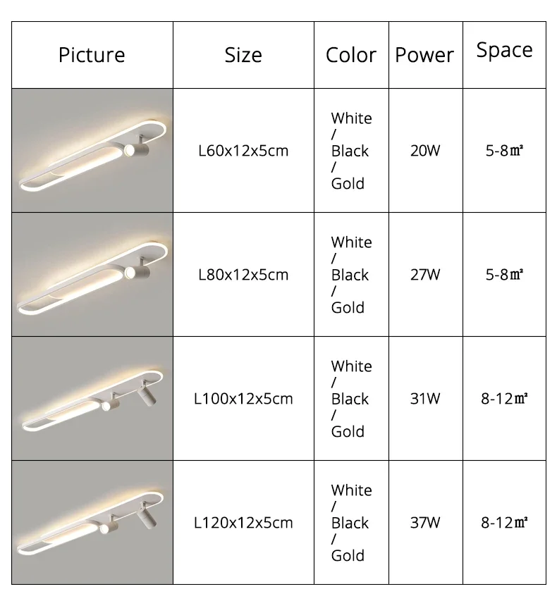 Plafonnier LED minimaliste longue bande salle à manger rail projecteurs chambre Hall couloir lampes pour l'éclairage du hall – Image 21