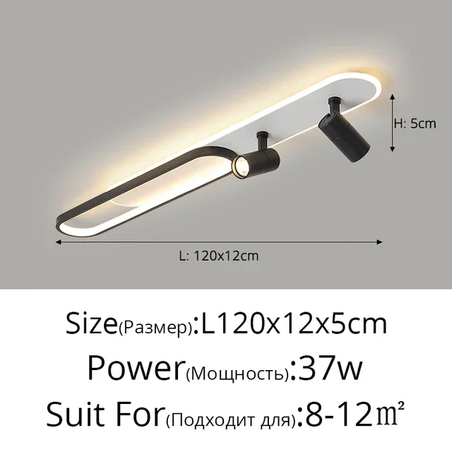 Plafonnier LED minimaliste longue bande salle à manger rail projecteurs chambre Hall couloir lampes pour l'éclairage du hall – Image 10