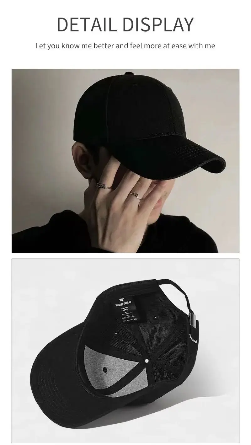 Chapeau de couleur unie pour femme, petit visage, noir, décontracté et polyvalent, casquette de Baseball, pare-soleil, protection solaire, printemps et été – Image 16