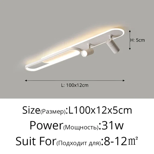 Plafonnier LED minimaliste longue bande salle à manger rail projecteurs chambre Hall couloir lampes pour l'éclairage du hall – Image 7