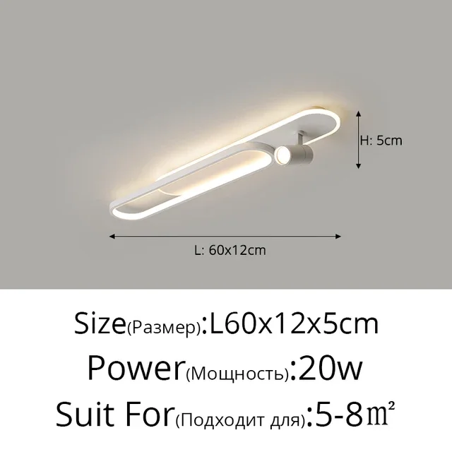 Plafonnier LED minimaliste longue bande salle à manger rail projecteurs chambre Hall couloir lampes pour l'éclairage du hall – Image 13