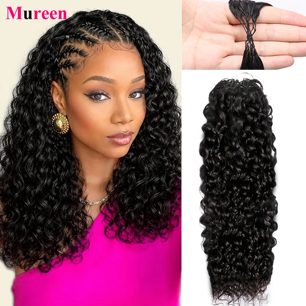 Extensions de cheveux humains 100% naturels Mureen Water Wave Miracle Knots Crochet, pré-séparées, sans nœuds, effet plume, pour tresses.