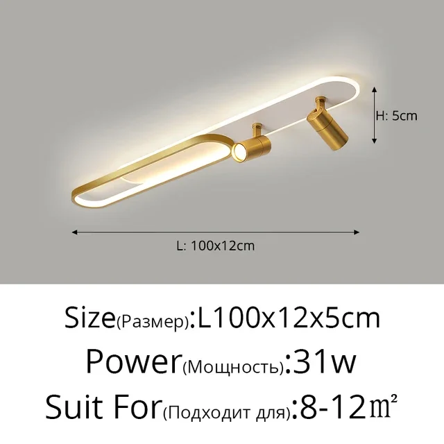 Plafonnier LED minimaliste longue bande salle à manger rail projecteurs chambre Hall couloir lampes pour l'éclairage du hall – Image 8