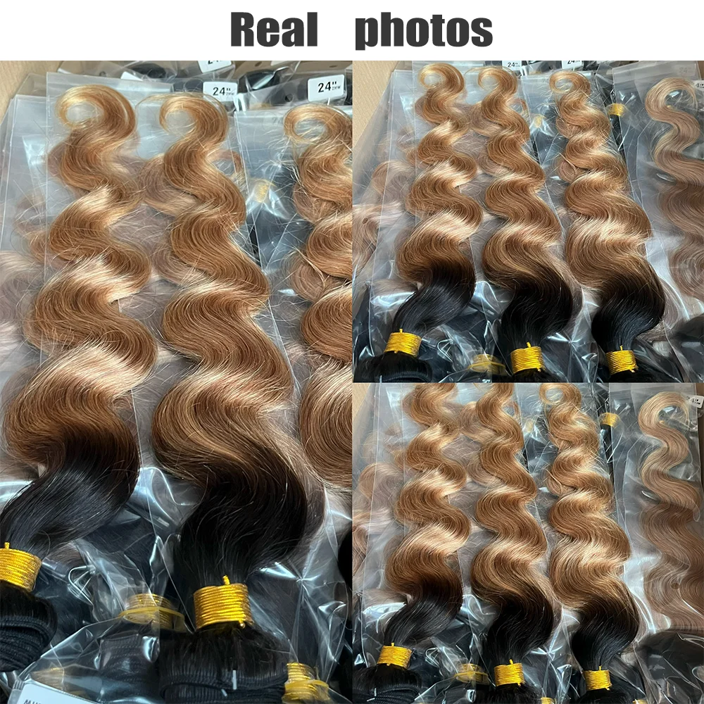 Mèches de cheveux humains ondulés couleur ombrée avec closure, 100% cheveux vierges non traités, couleur 1b/27, extensions de cheveux humains. – Image 16
