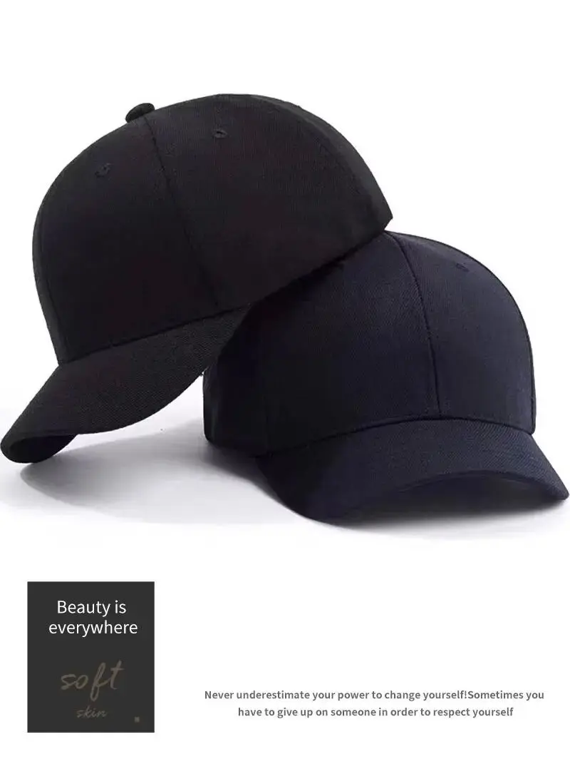 Chapeau de couleur unie pour femme, petit visage, noir, décontracté et polyvalent, casquette de Baseball, pare-soleil, protection solaire, printemps et été – Image 12