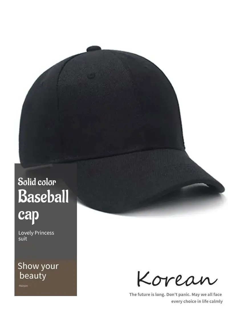 Chapeau de couleur unie pour femme, petit visage, noir, décontracté et polyvalent, casquette de Baseball, pare-soleil, protection solaire, printemps et été – Image 11