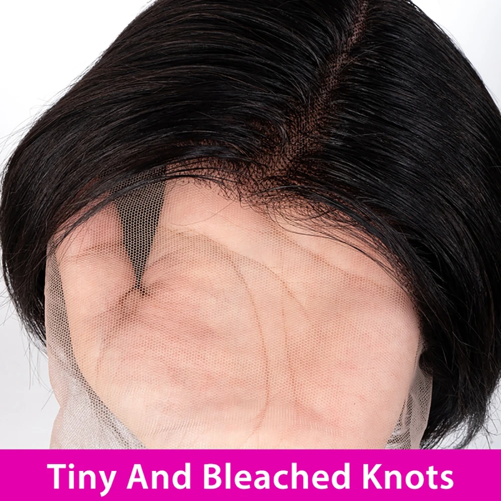 Perruque Pixie Cut en dentelle, cheveux humains, pour femmes, perruque courte droite transparente, perruque en dentelle pré-épilée, cheveux vierges brésiliens. – Image 15