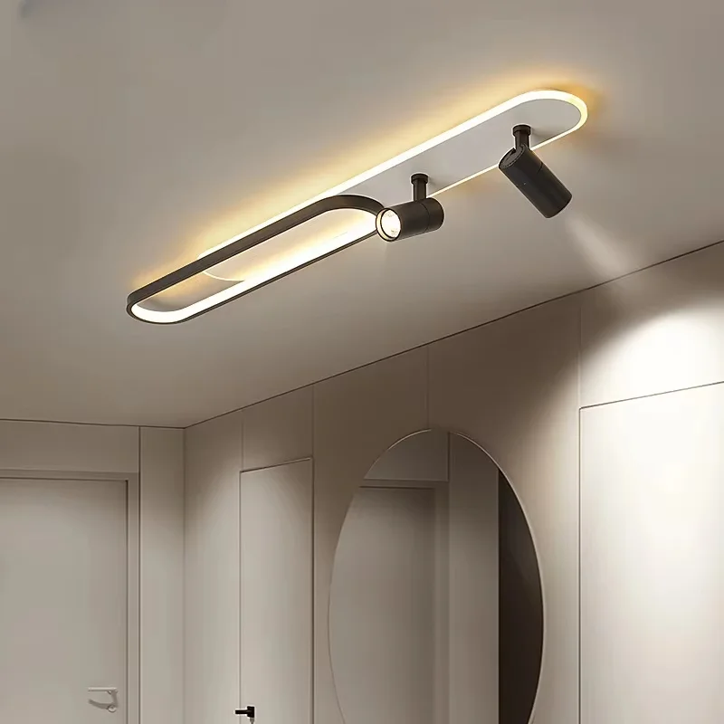 Plafonnier LED minimaliste longue bande salle à manger rail projecteurs chambre Hall couloir lampes pour l'éclairage du hall – Image 4
