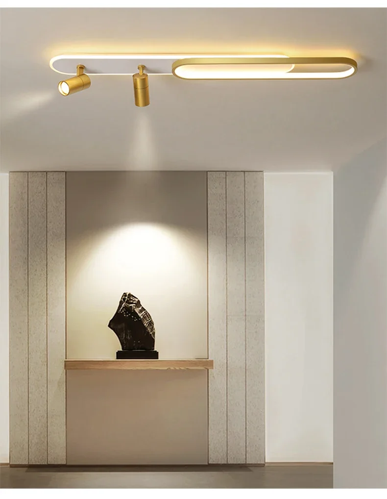 Plafonnier LED minimaliste longue bande salle à manger rail projecteurs chambre Hall couloir lampes pour l'éclairage du hall – Image 18