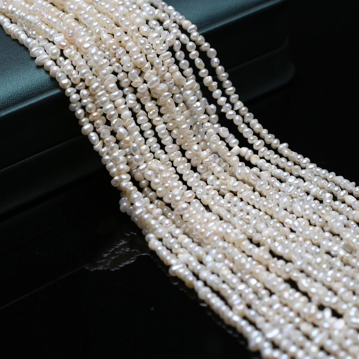 Perles d'eau douce naturelles de forme irrégulière de 3-4mm, perles amples pour la fabrication de bijoux, fournitures de bricolage pour femmes, accessoires de Bracelet et de collier – Image 4