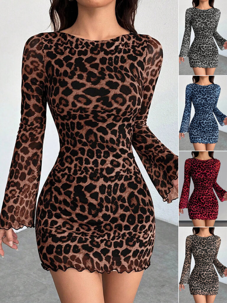 Robe élégante pour femme à imprimé léopard