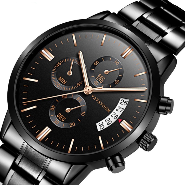 Montres en acier avec calendrier, montres à quartz étanches,