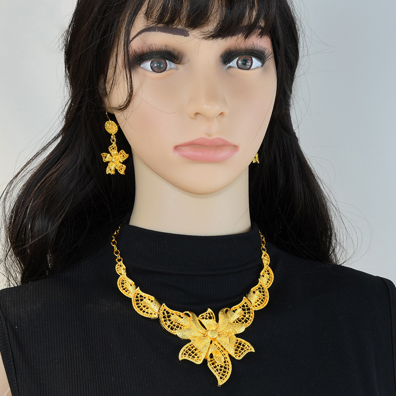 Collier Boucles d'oreilles de Mariage Set Deux Pièces