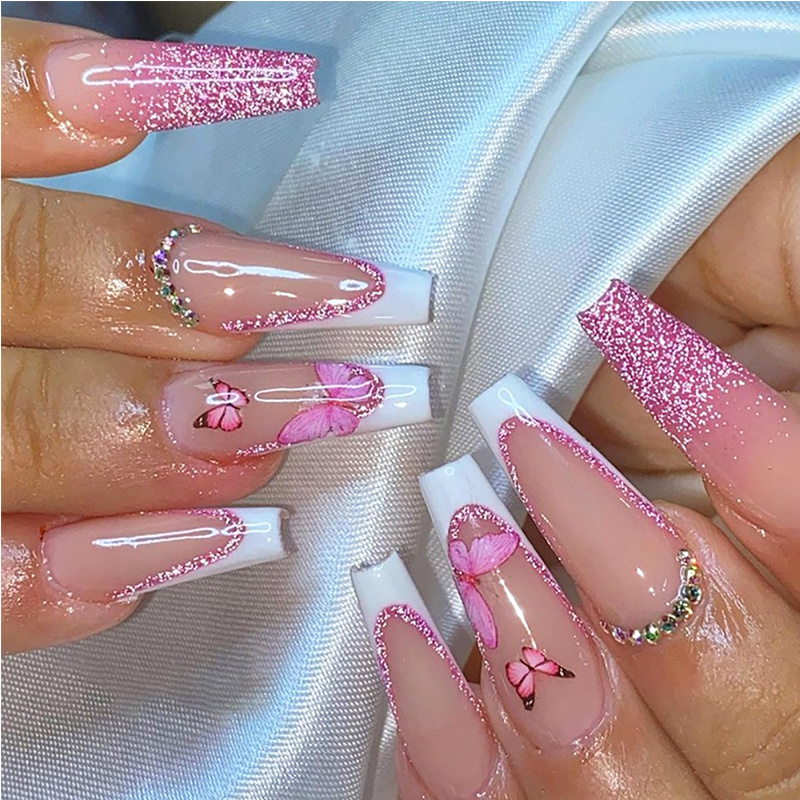 24 PCS Poudre à paillettes pour nail art papillon
