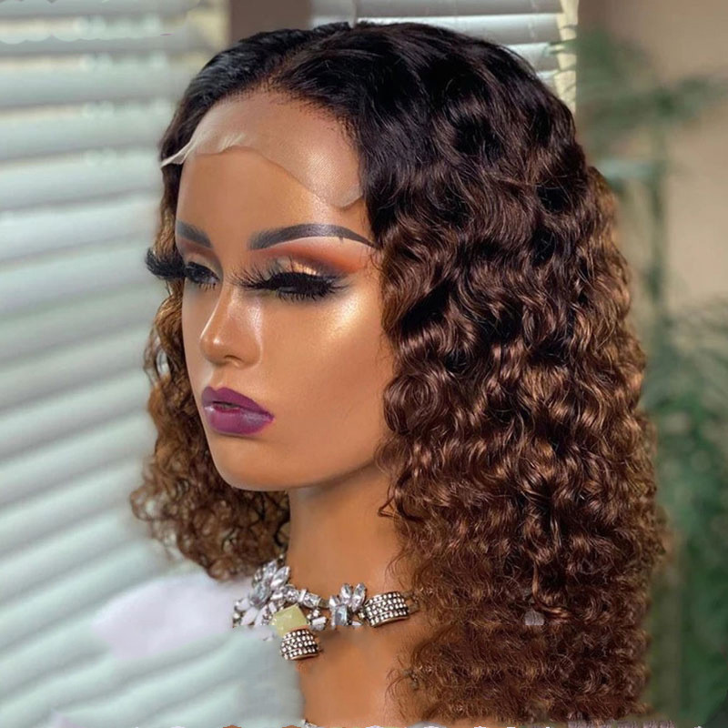 Doores Perruque Bob Lace Front Naturelle en Cheveux Humains Coupe Pixie Brun