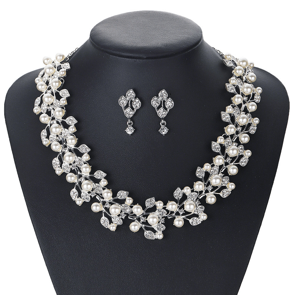 Bijoux pour femmes en forme de feuille avec perles – Image 4