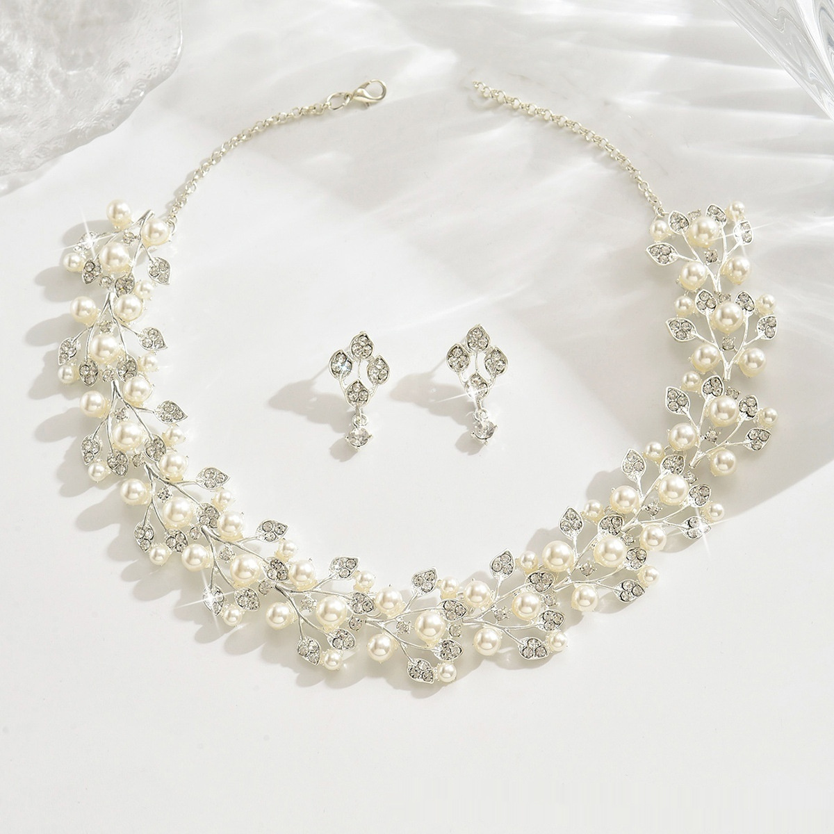 Bijoux pour femmes en forme de feuille avec perles – Image 5