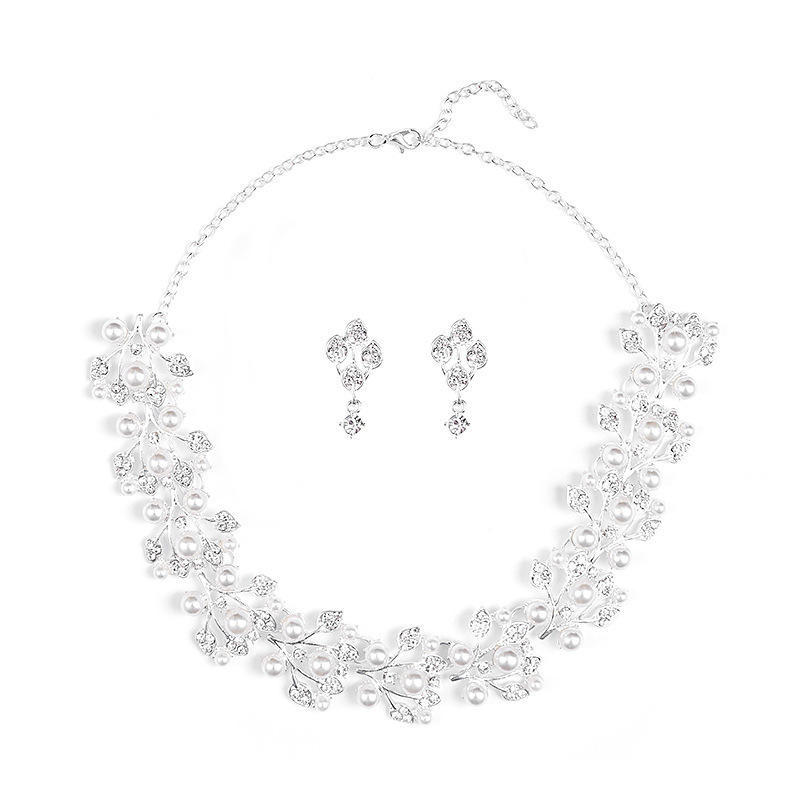 Bijoux pour femmes en forme de feuille avec perles – Image 3