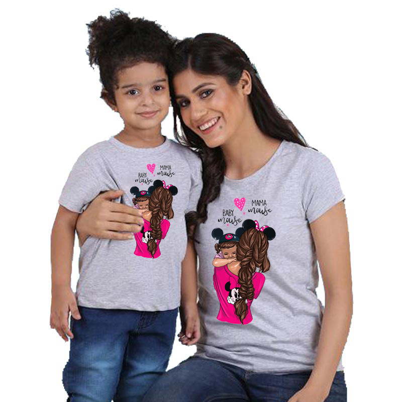 T-shirts à manches courtes pour femmes et filles, avec imprimé « Maman et fille » de style bande dessinée, haut parent-enfant – Image 4