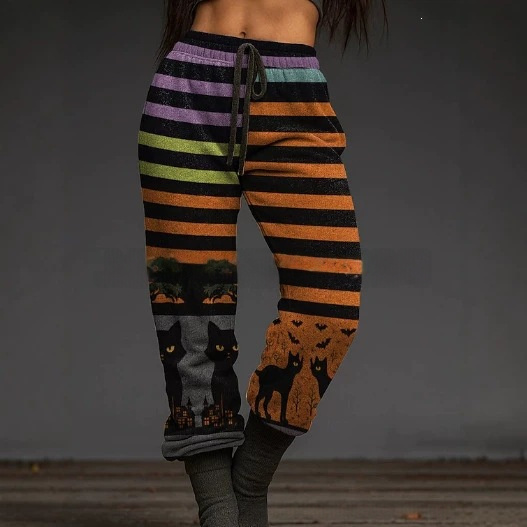 Halloween Fashion Cute Ghost Print Casual Trousers