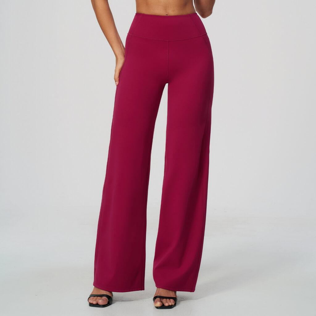 Pantalon de yoga à taille haute et jambes larges, pantalon de sport long très extensible