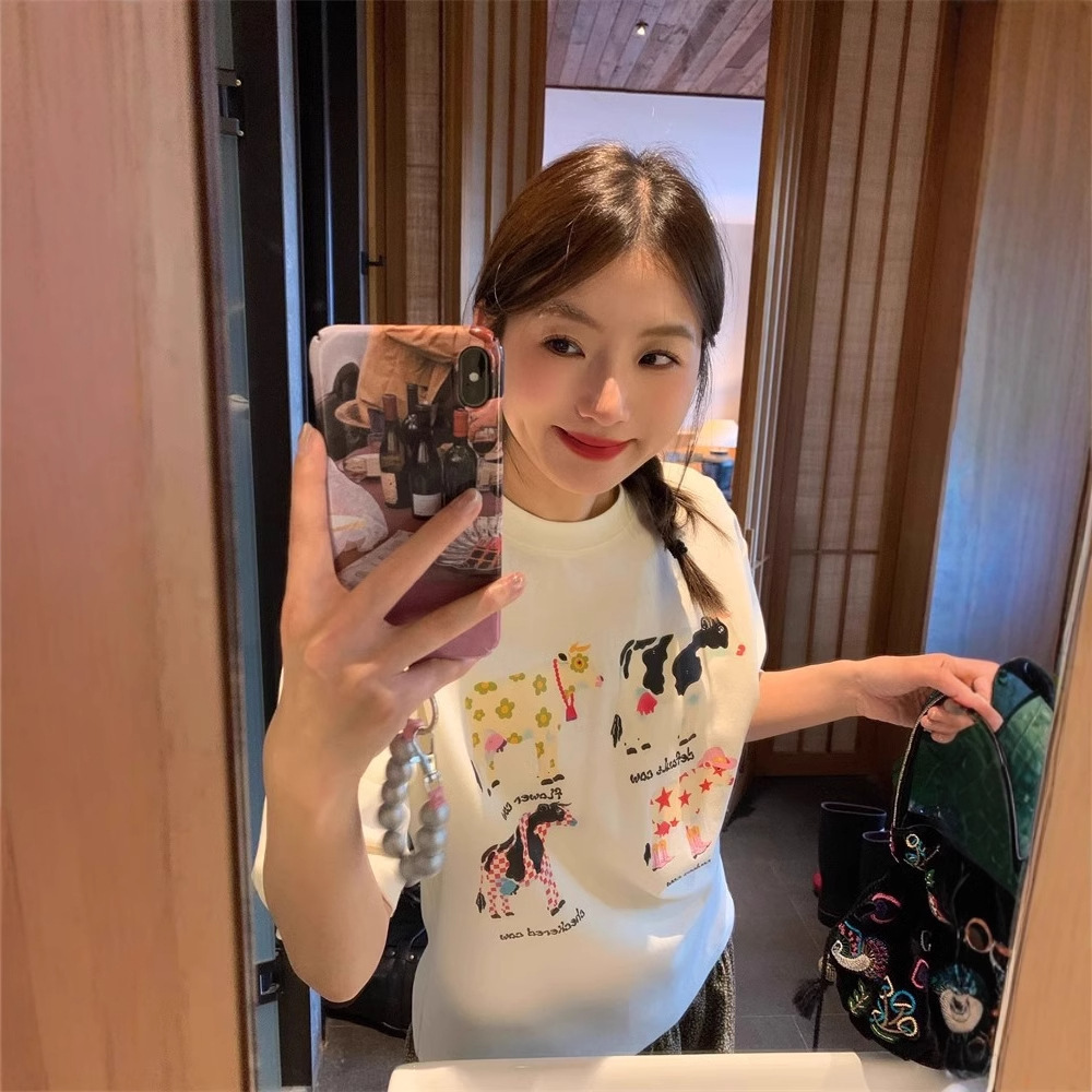 American Retro Cartoon Print Korean Version Loose Versatile Top – Image 3