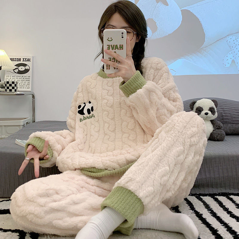 Pyjama polaire tout doux femme – ensemble peluche chaud pour l'hiver