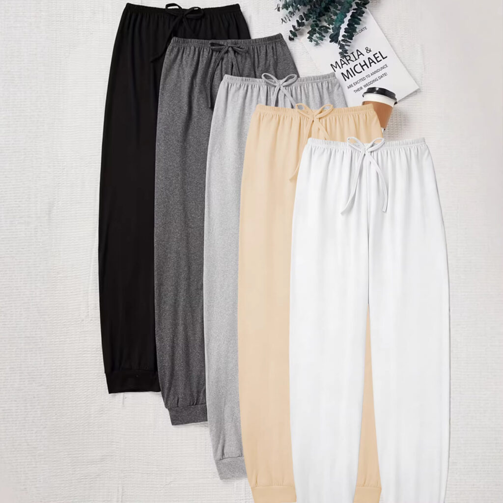 Pantalon de jogging uni à taille élastique et nœud papillon