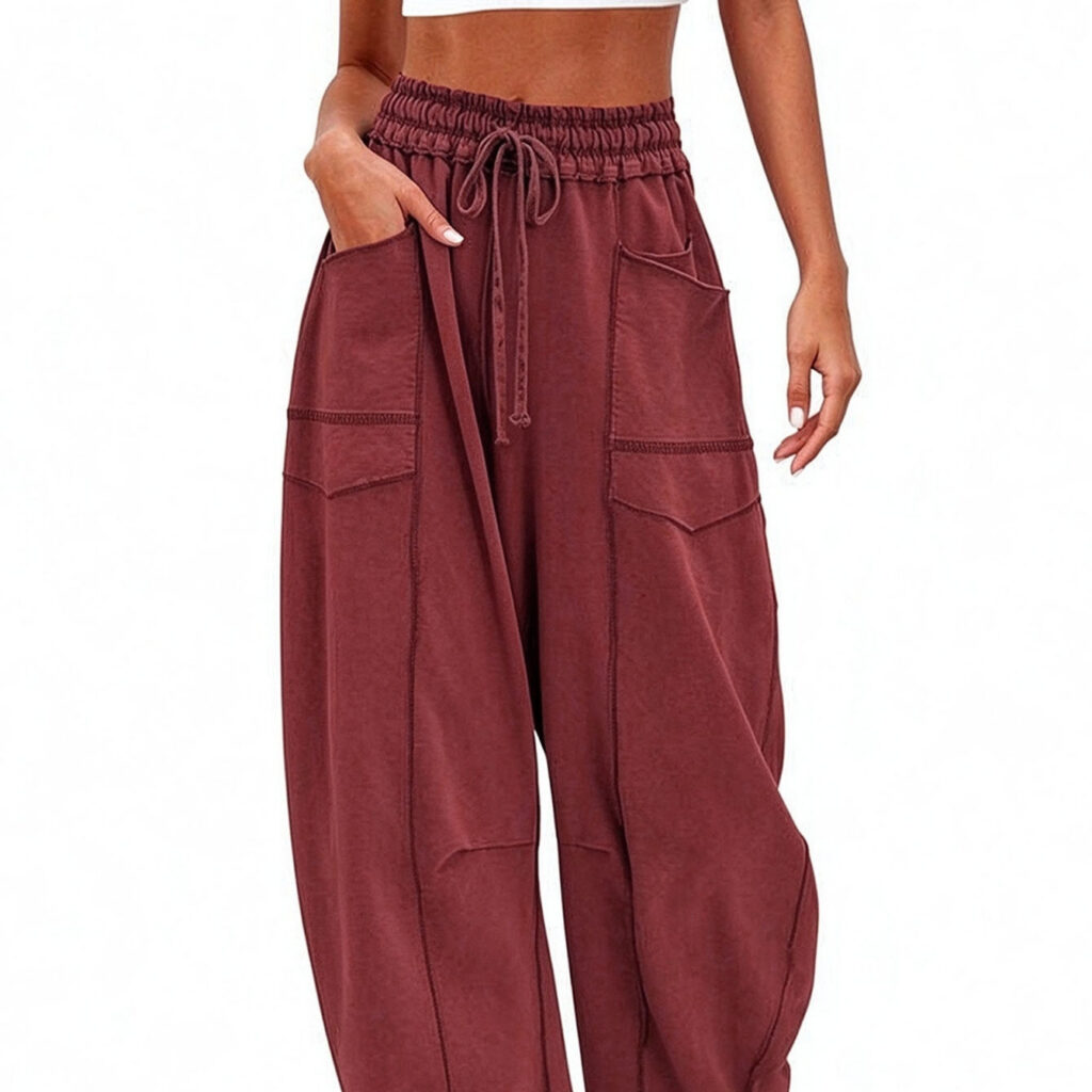 Pantalon décontracté d'été pour femme, ample et à jambes larges