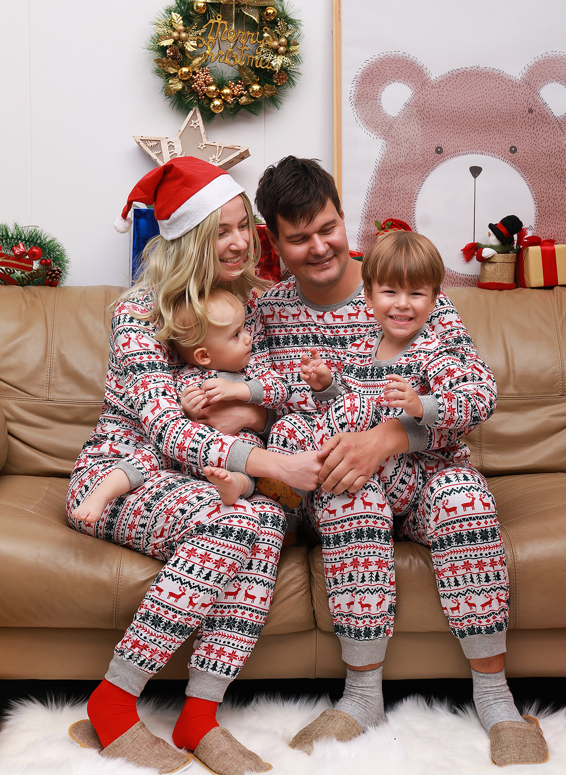 Ensemble de pyjamas de Noël assortis pour toute la famille : Père, Mère, enfants, bébé. Tenue de pyjama pour papa, maman, fille et fils. – Image 10