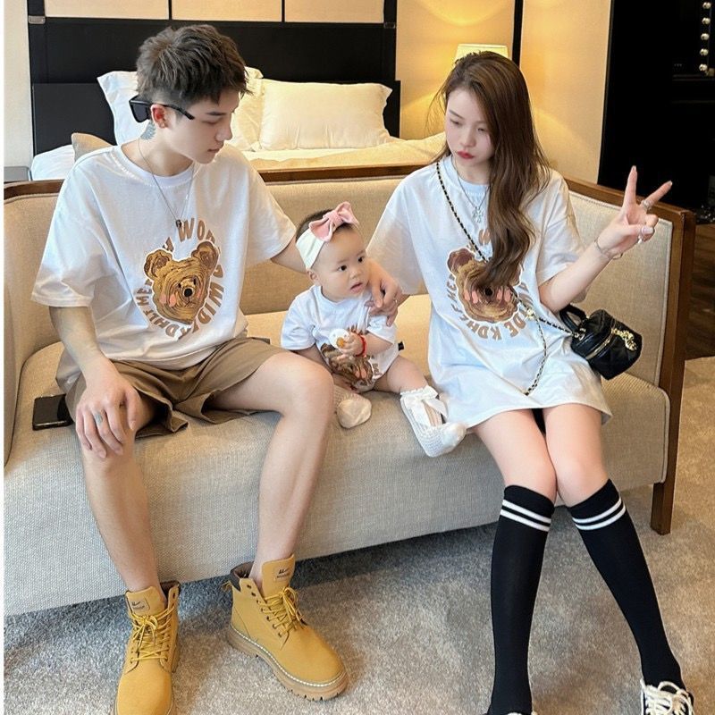 Nouveaux hauts d'été en coton pour des tenues parent-enfant, pour une famille de trois personnes – Image 4
