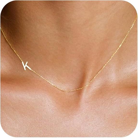 Collier initiale A à Z – métal couleur or, chaîne fine