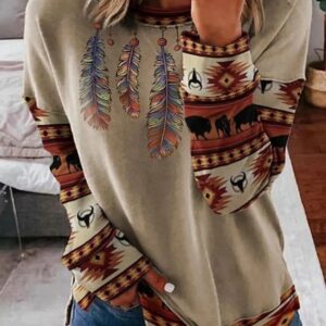 Nouveaux sweats à col rond amples pour femmes, style décontracté rétro, effet vieilli, motif patchwork, tendance transfrontalière européenne et américaine, vente en gros pour le commerce extérieur